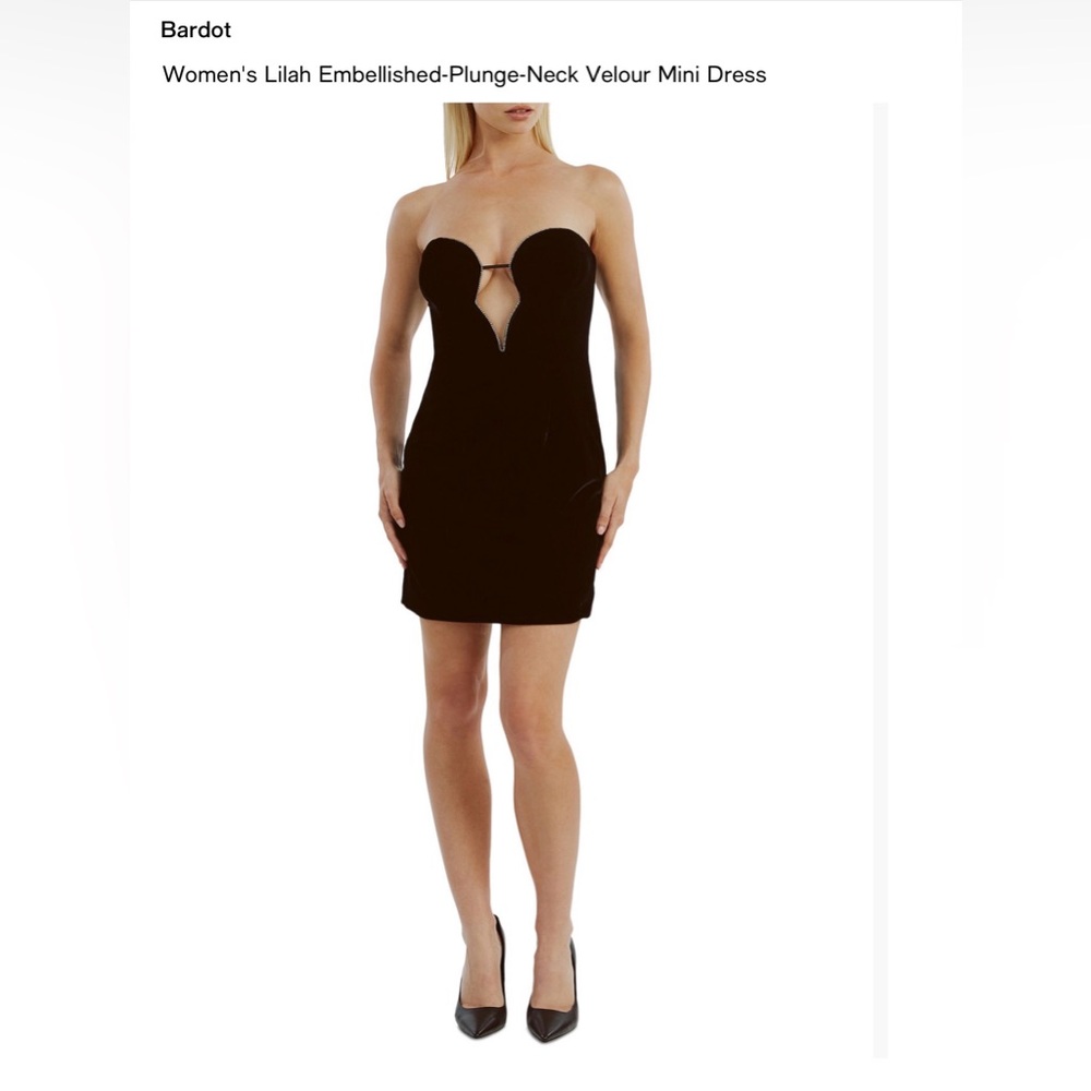 Bardot Black Velour Strapless Dress